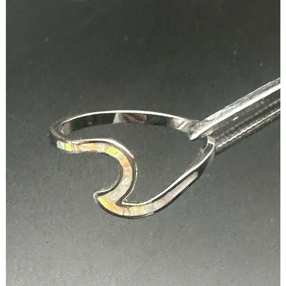 White Opal 925 Sterling Silver Wave Ring 12”